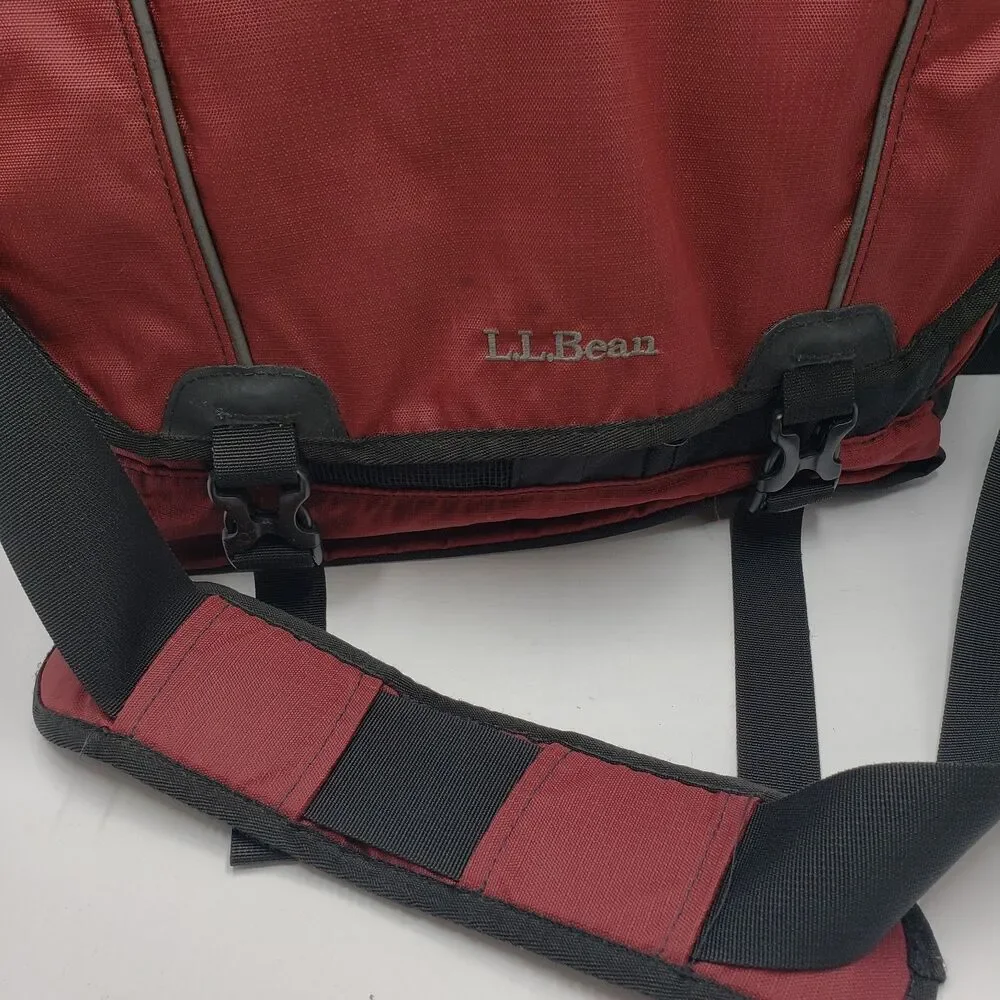 LL Bean Red Travel Messenger Bag Laptop Sleeve Carry On Organizer Crossbody